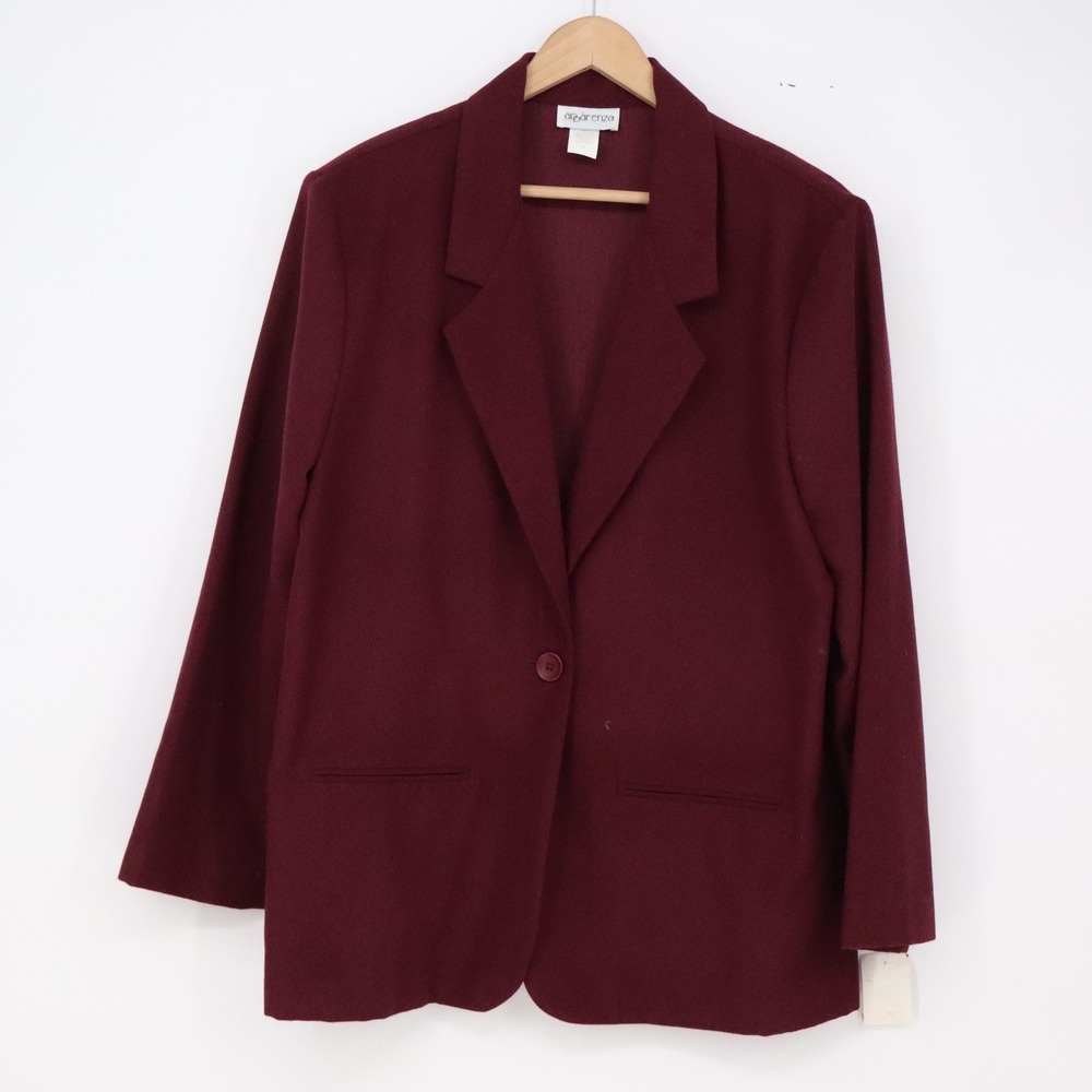 Apparenza Blazer Womens XL Burgundy Single Button Professional NEW